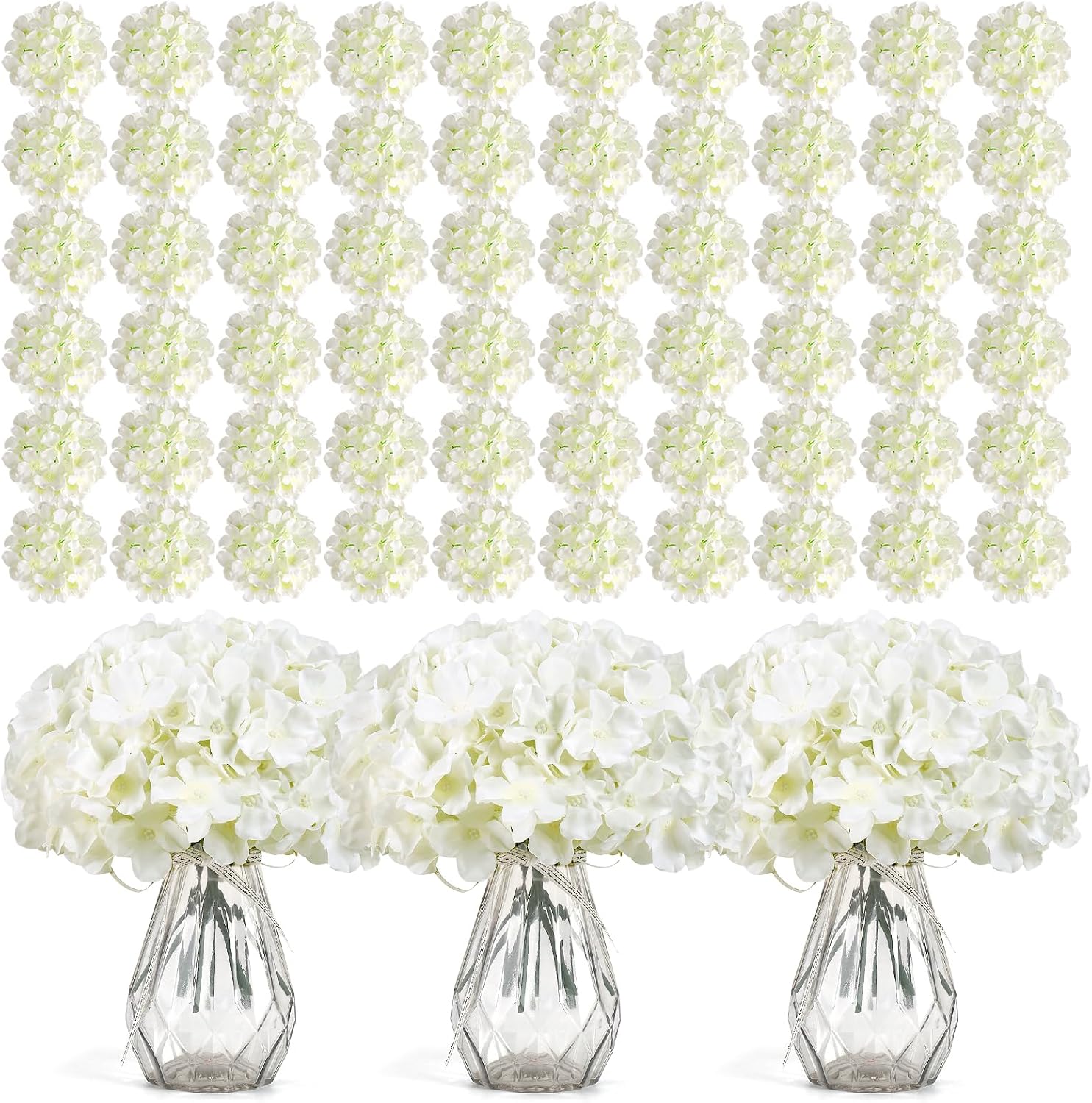 Wedding Supply Bulk - 304 sztuki białych sztucznych hortensji z
