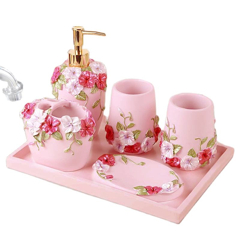 Wedding Bathroom Supply Kit - Zestaw upominkowy ślubny - różowe kwiaty