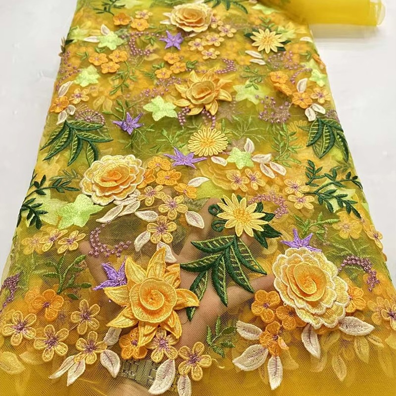 Wedding Supply Wholesale - 90x130cm 3D Kwiatowy Haftowany Tiulowy Materiał